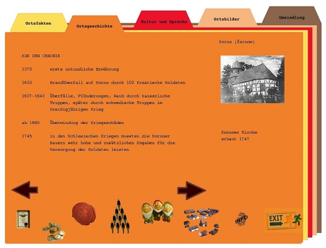 Foto: Auf dem Monitor des Infosaugers erscheinen Informationen zur Ortsgeschichte von Sorno. Foto: Auf dem Monitor des Infosaugers erscheinen Informationen zur Ortsgeschichte von Sorno.