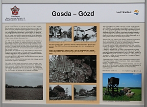 Gedenktafel für Gosda in deutscher und in sorbischer Sprache