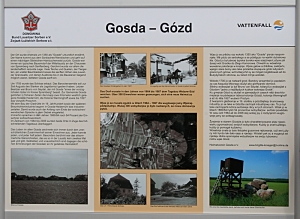 Gedenktafel für Gosda in deutscher und in sorbischer Sprache Gedenktafel für Gosda in deutscher und in sorbischer Sprache